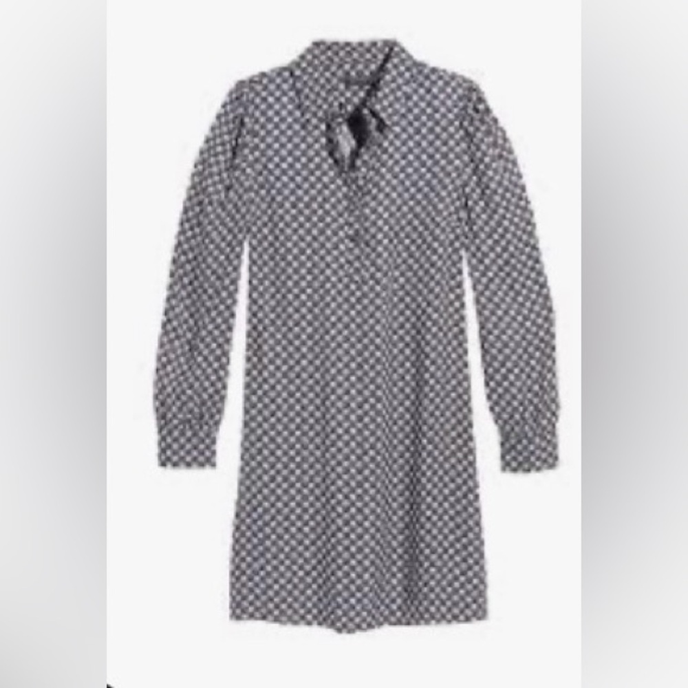 Vineyard Vines Navy, White and Yellow Floral Lattice Pattern Shirtdress NWOT